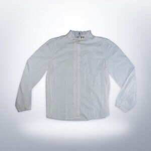Loft Women's White Button-Down Blouse - Size Medium
